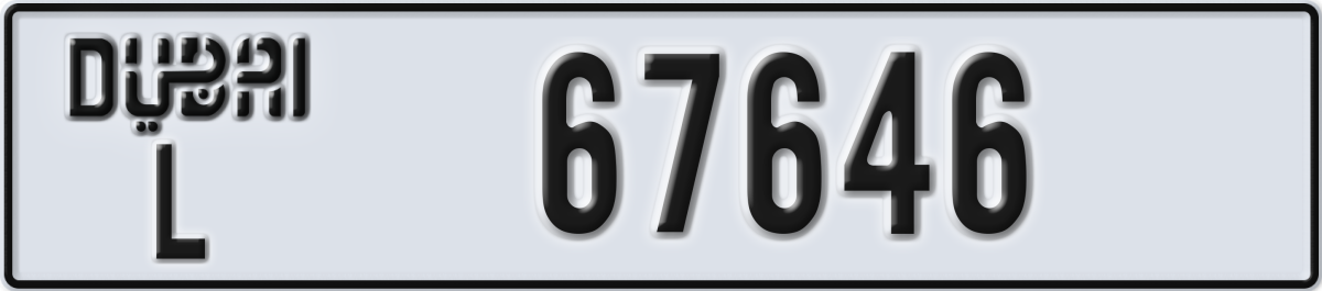 dubai License Plate Number 67646 Code L