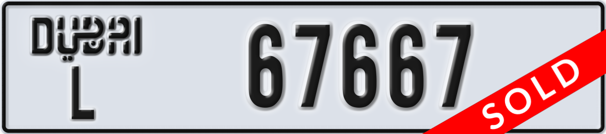 dubai License Plate Number 67667 Code L