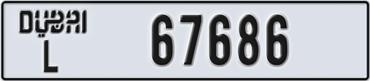 dubai License Plate Number 67686 Code L