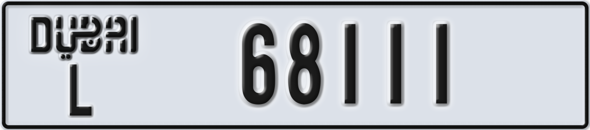 dubai License Plate Number 68111 Code L