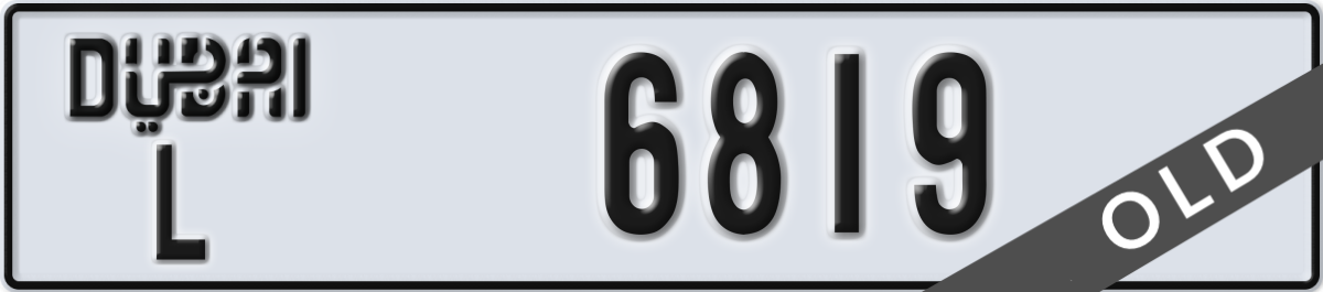 dubai License Plate Number 6819 Code L