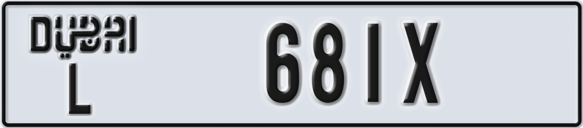 dubai License Plate Number 681X Code L