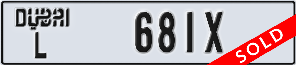dubai License Plate Number 681X Code L