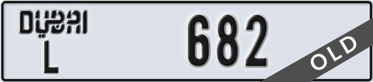dubai License Plate Number 682 Code L