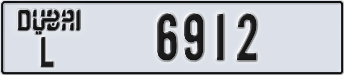 dubai License Plate Number 6912 Code L