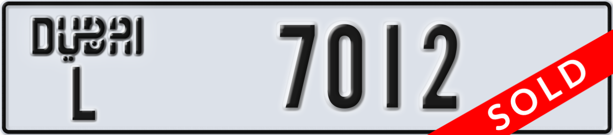 dubai License Plate Number 7012 Code L