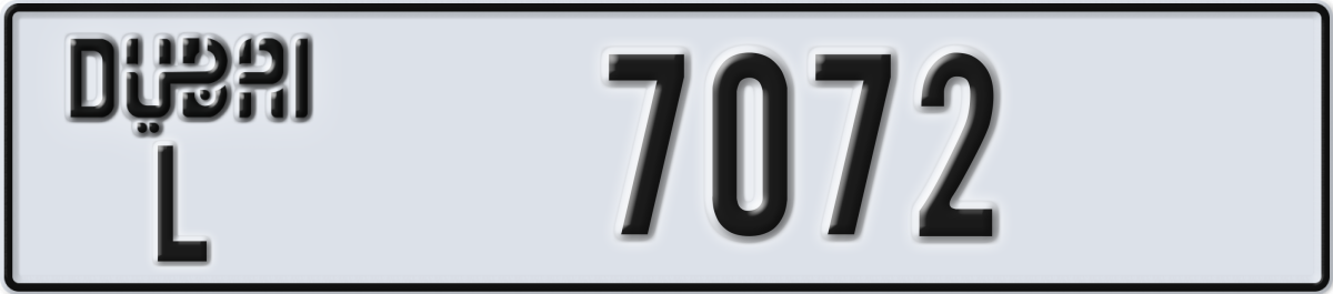 dubai License Plate Number 7072 Code L