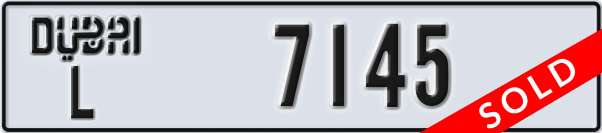 dubai License Plate Number 7145 Code L