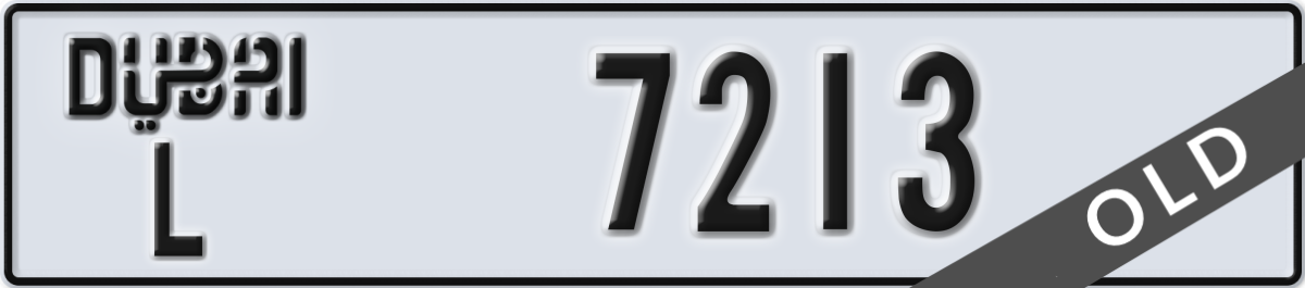 dubai License Plate Number 7213 Code L