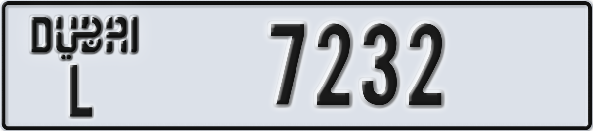 dubai License Plate Number 7232 Code L