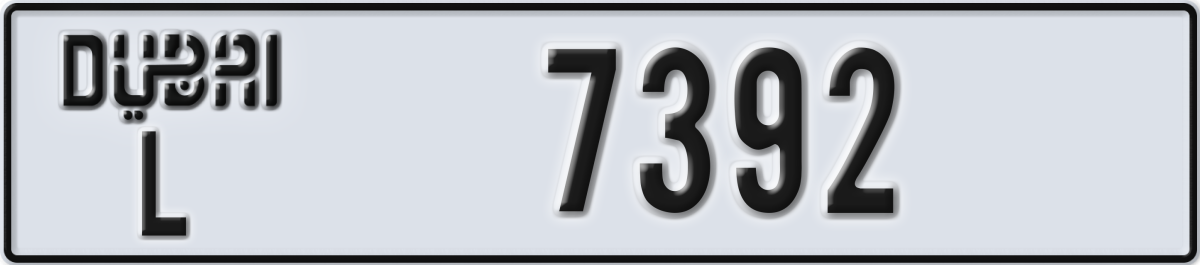 dubai License Plate Number 7392 Code L