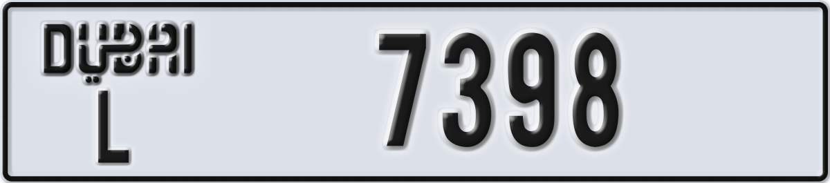 dubai License Plate Number 7398 Code L