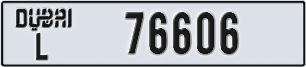 dubai License Plate Number 76606 Code L