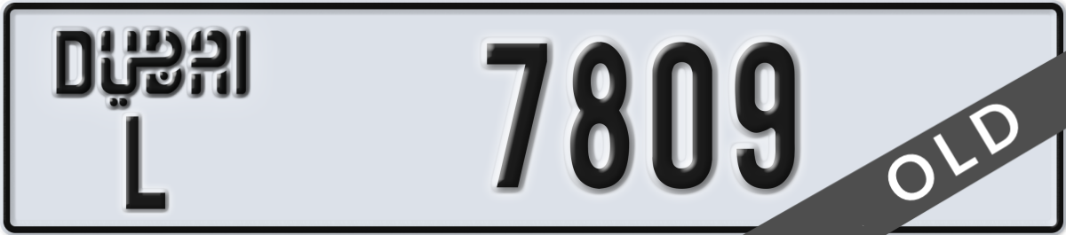 dubai License Plate Number 7809 Code L
