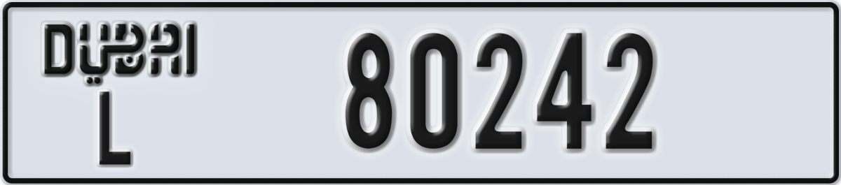 dubai License Plate Number 80242 Code L