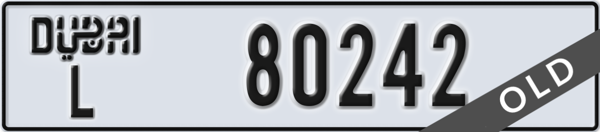 dubai License Plate Number 80242 Code L