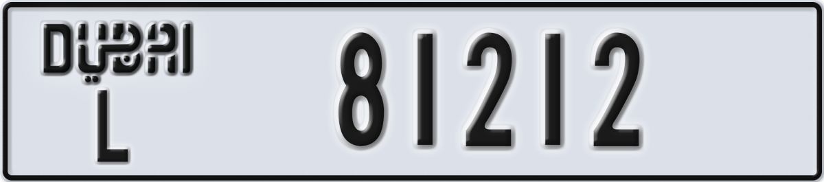dubai License Plate Number 81212 Code L