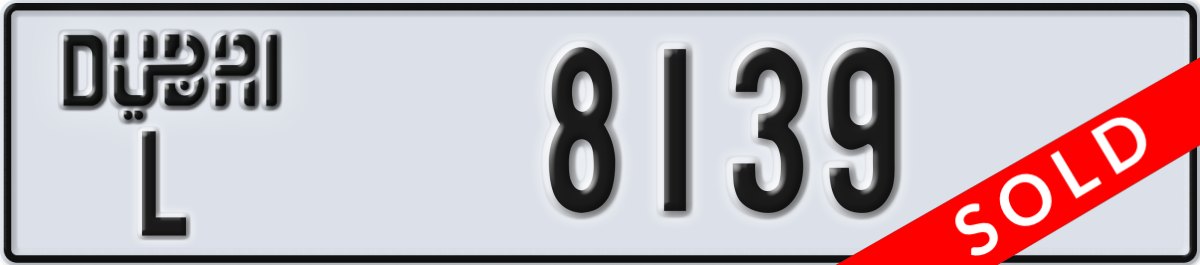 dubai License Plate Number 8139 Code L