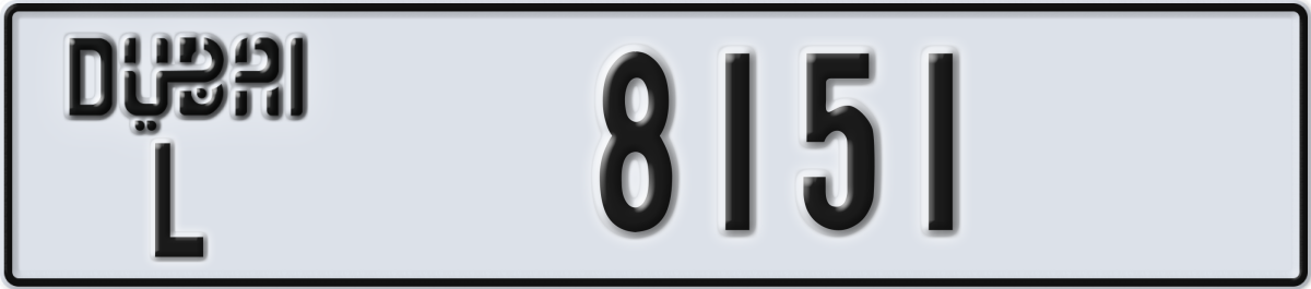 dubai License Plate Number 8151 Code L