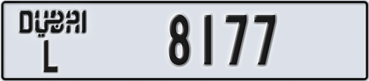 dubai License Plate Number 8177 Code L