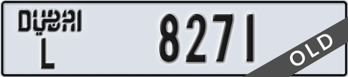 dubai License Plate Number 8271 Code L