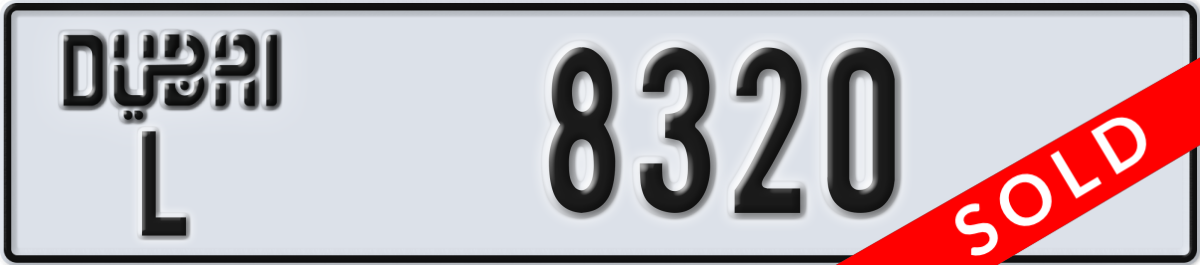 dubai License Plate Number 8320 Code L