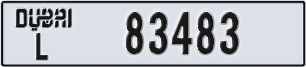 dubai License Plate Number 83483 Code L