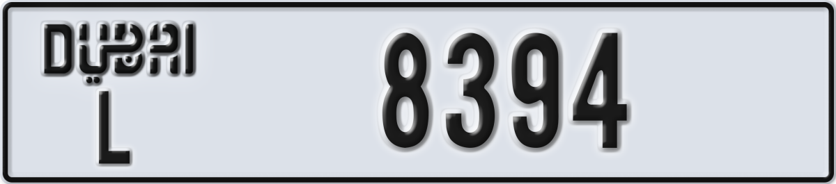 dubai License Plate Number 8394 Code L