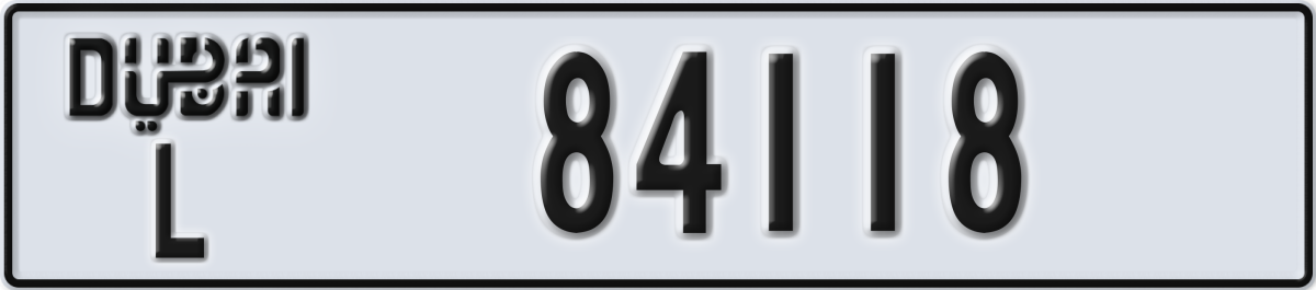 dubai License Plate Number 84118 Code L