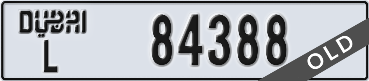 dubai License Plate Number 84388 Code L