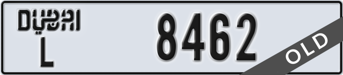 dubai License Plate Number 8462 Code L