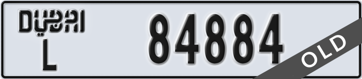 dubai License Plate Number 84884 Code L