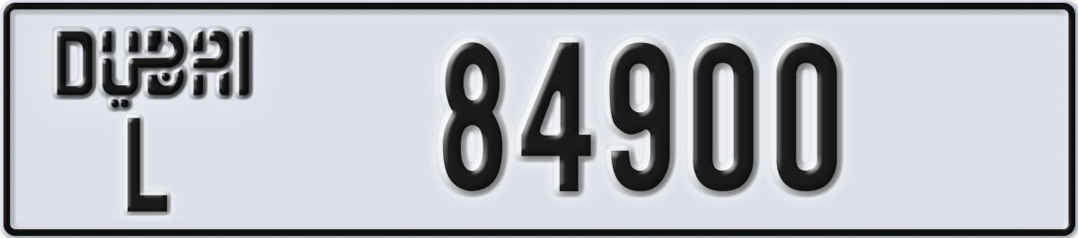 dubai License Plate Number 84900 Code L