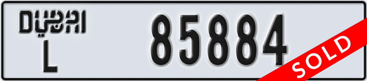 dubai License Plate Number 85884 Code L