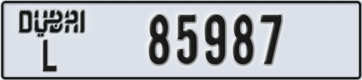 dubai License Plate Number 86066 Code L