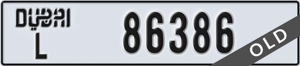 dubai License Plate Number 86386 Code L