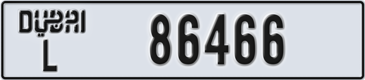 dubai License Plate Number 86466 Code L
