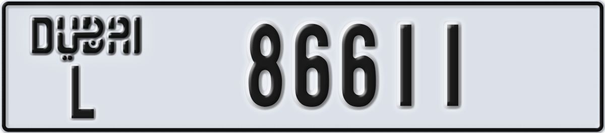 dubai License Plate Number 86611 Code L