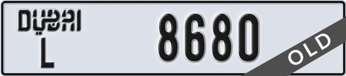 dubai License Plate Number 8680 Code L