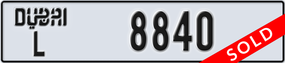 dubai License Plate Number 8840 Code L
