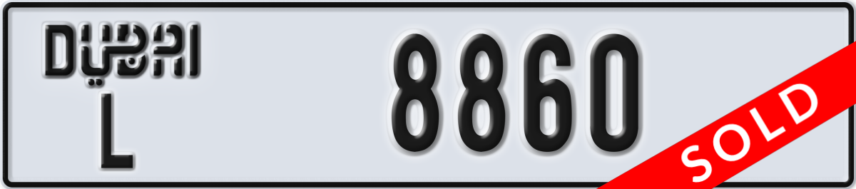 dubai License Plate Number 8860 Code L