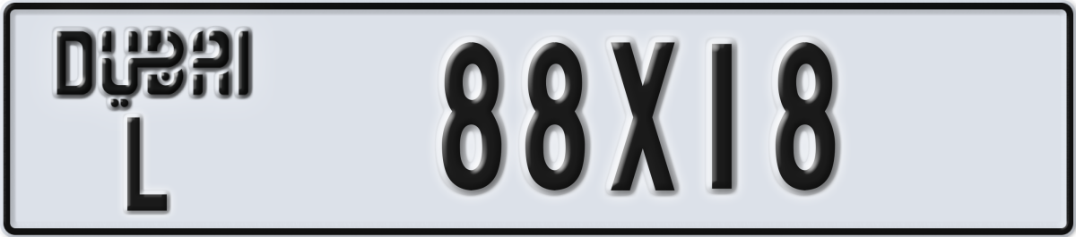 dubai License Plate Number 88X18 Code L