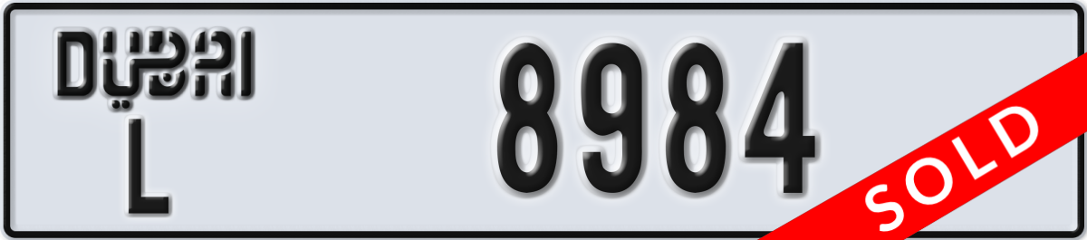 dubai License Plate Number 8984 Code L