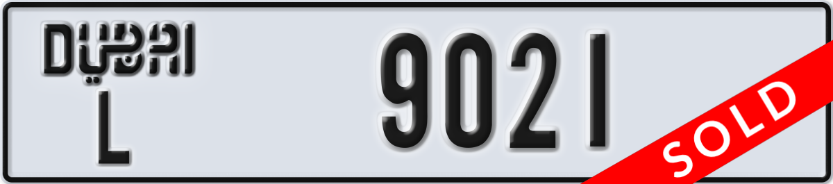 dubai License Plate Number 9021 Code L