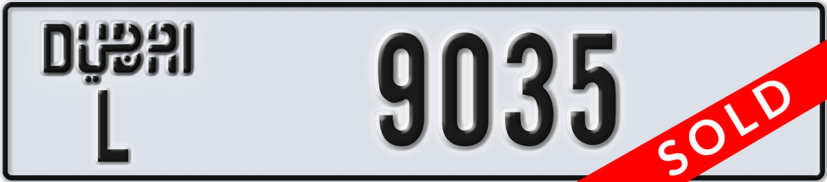 dubai License Plate Number 9035 Code L
