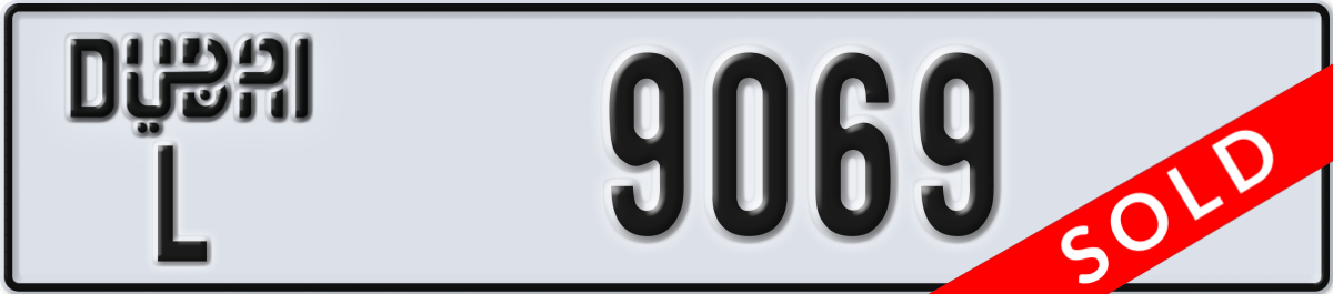 dubai License Plate Number 9069 Code L