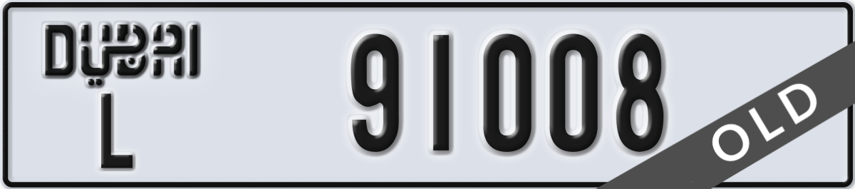 dubai License Plate Number 91008 Code L
