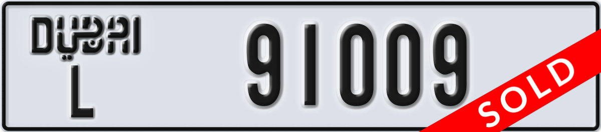 dubai License Plate Number 91009 Code L