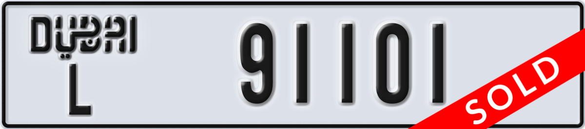 dubai License Plate Number 91101 Code L
