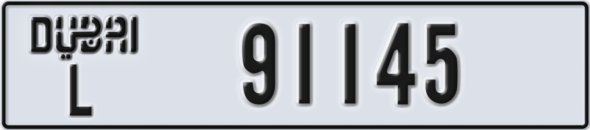 dubai License Plate Number 91145 Code L